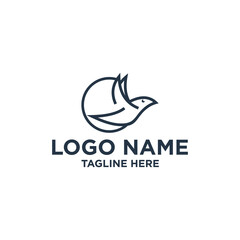 Monogram and minimalist bird logo, bird symbol, cool and elegant logo