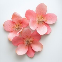 Obraz premium Pink flowers, studio shot, white background, spring