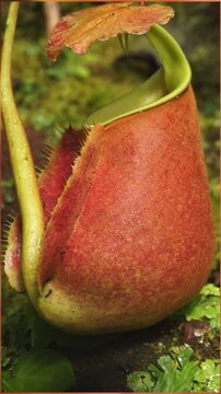 kantong semar bertaring or Nepenthaceae are plants found in Kalimantan and sumatra . indonesia