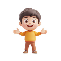 Obraz premium Happy cartoon boy character with arms open wide