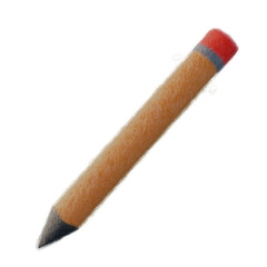 A 3d render of a pencil with a felt texture on a transparent background