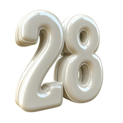 Creamy, Glossy Number Twenty-Eight: A 3D Rendered Design