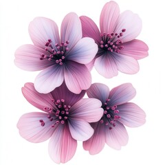 Fototapeta premium Pink flowers, studio shot, white background, spring design