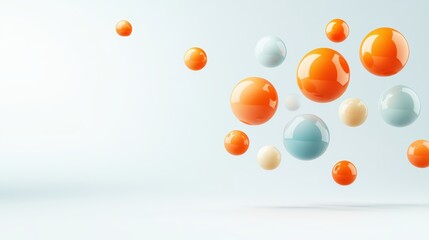 A burst of color, orange and blue balloons soar through the clear sky, creating joyful spectacle