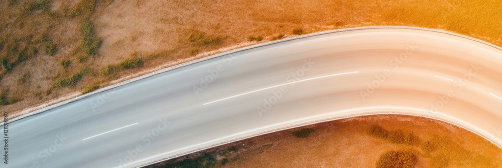 Poster Aerial View of Curved Highway Design Sleek Asphalt Patterns for Urban Development and Transportation Innovation - Ideal for Smart City Planning and Infrastructure Efficiency