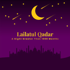 Islamic Art Lailatul Qadar Background - A Night of Blessings