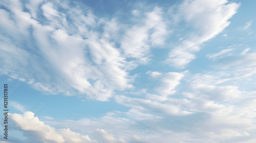 Poster soft cirrus clouds gently drifting and creating a wispy ethereal effect across the serene and peacef