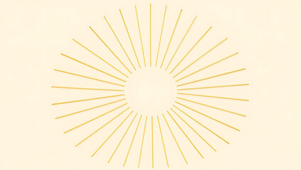 Obraz premium A simple sunburst frame with clean, straight lines radiating outward in a golden yellow hue, set against a solid pastel background.