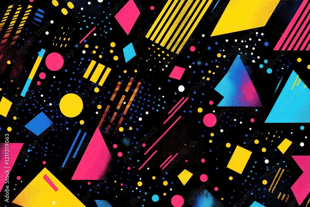 Poster abstract geometric pattern bright colors dynamic design