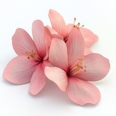 Fototapeta premium Pink hibiscus blossoms, white background, studio shot, floral design