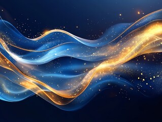 Golden and Blue Abstract Waves: A Sparkling, Luxurious Design