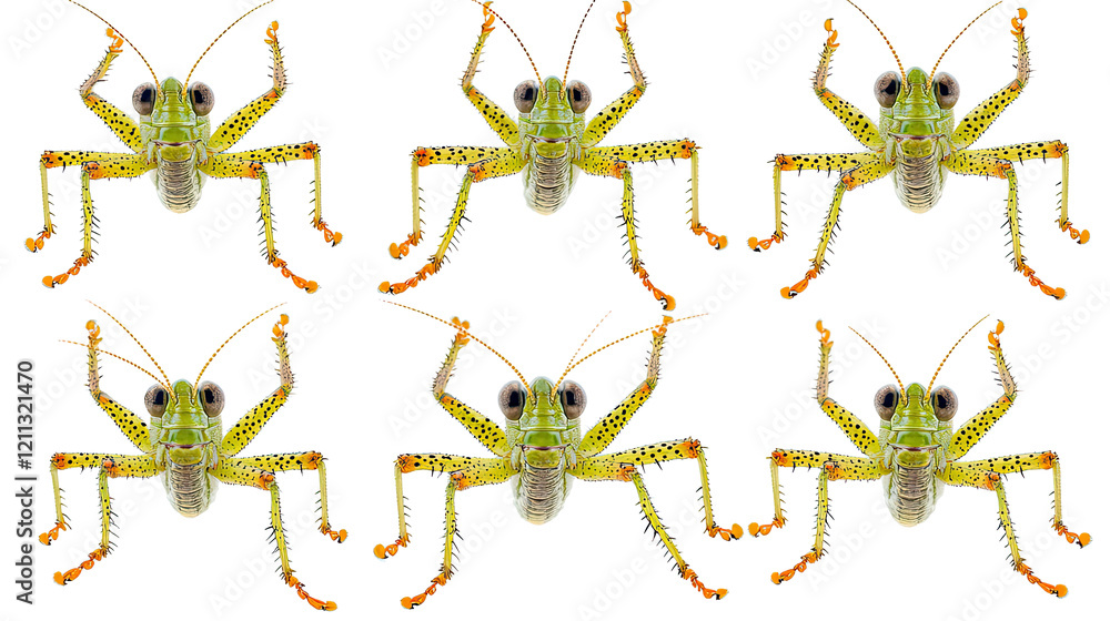 Aufkleber green grasshopper collection on transparent background generative ai