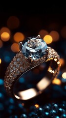 Elegant Silver Ring with Blue Gemstone and Sparkling Diamond Accents