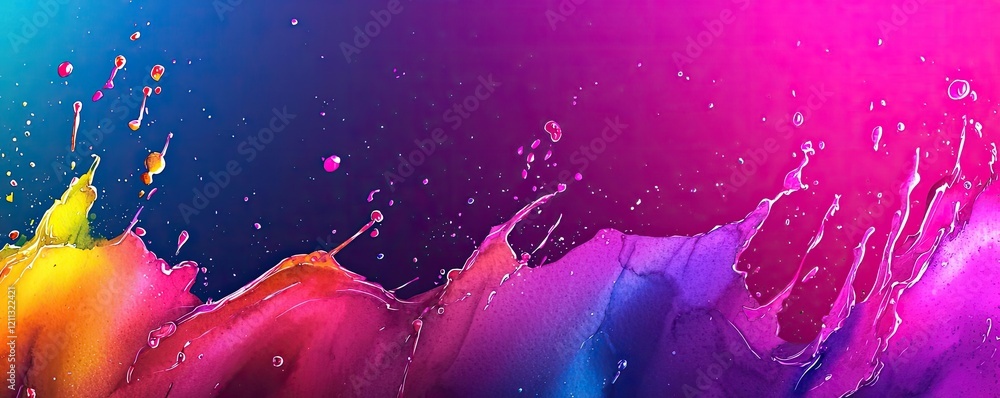 Poster Splattered watercolor idea. Vibrant splash of colors creating a dynamic abstract background.
