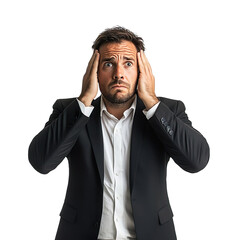 Worried Man in Suit isolated on transparent background