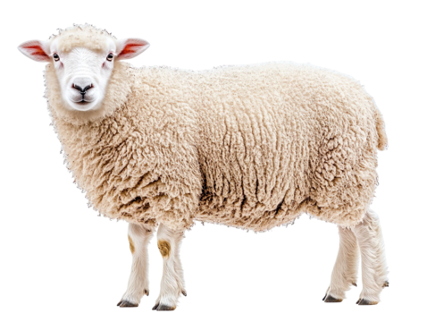 woolly sheep isolated on transparent background