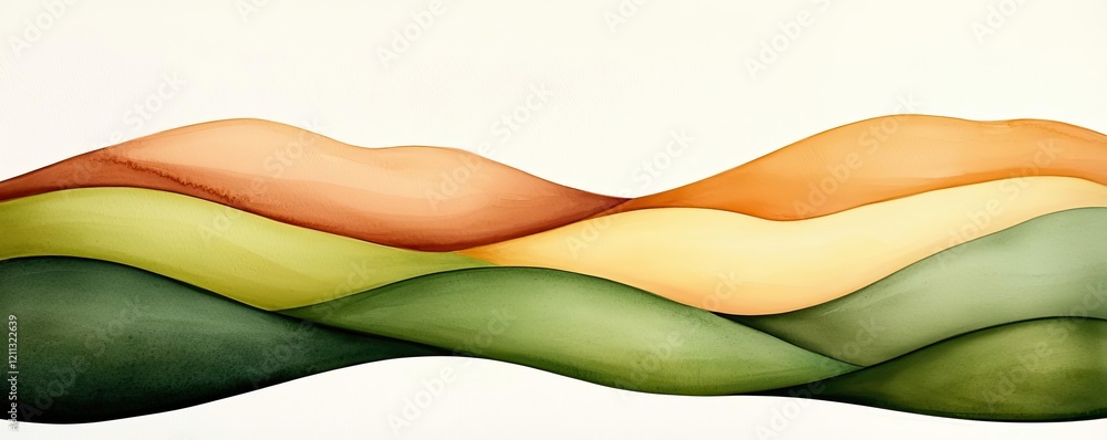Poster rustic watercolor concept. abstract landscape featuring gentle curves and warm colors in a harmoniou