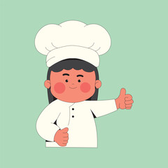 Cute Chef Girl Cartoon Character Illustration
