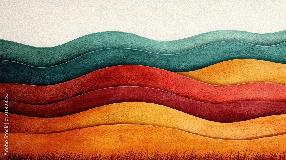 Poster Rustic watercolor concept. An abstract wave pattern with vibrant colors, ideal for modern design projects.