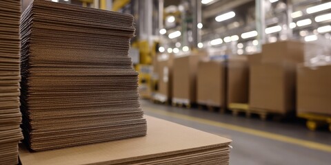 Cardboard Sheets Stacked in a Factory Warehouse