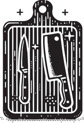 Black Color Cutting Board Silhouette Vector Illustration, Solid White Background. minimal vector design