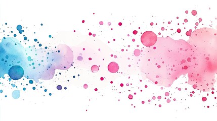 Fototapeta premium Splattered watercolor idea. Colorful watercolor splashes in pink and blue creating a vibrant artistic background.