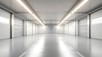 Bright and Spacious Empty Industrial Garage or Warehouse Interior