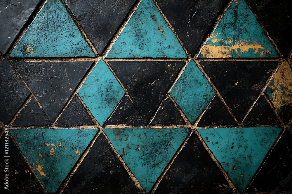 Poster abstract teal and black triangle pattern design