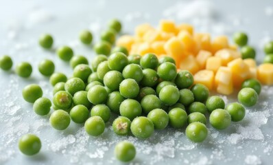 Frozen green peas and diced cheese
