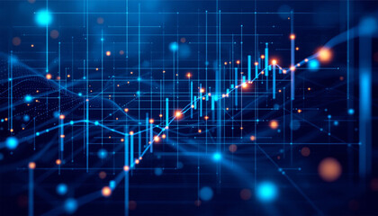 Fototapeta premium Abstract futuristic design with blue glowing connections on a dark background, symbolizing innovation and technology.