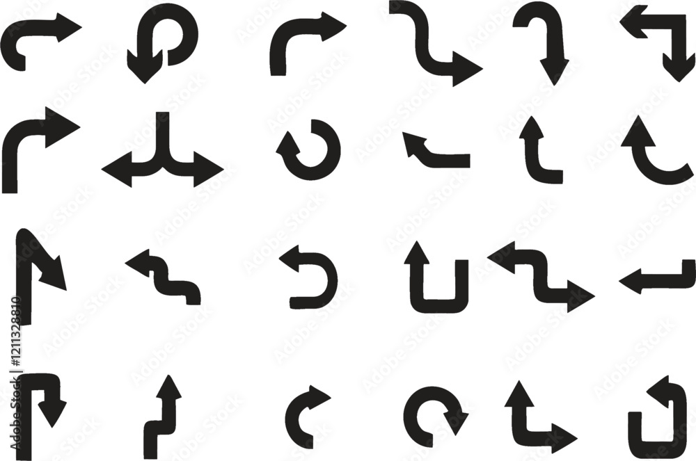 Aufkleber multiple style and turn arrow set isolated on white background. traffic turn symbols and direction i