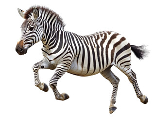 zebra jumping isolated on transparent background