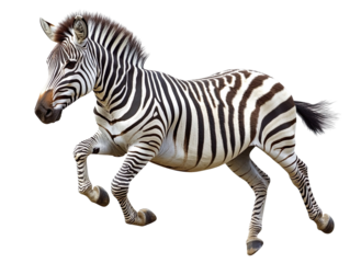 zebra jumping isolated on transparent background