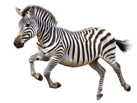 zebra jumping isolated on transparent background