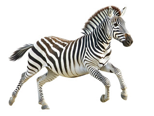 Fototapeta premium Zebra running isolated on transparent background
