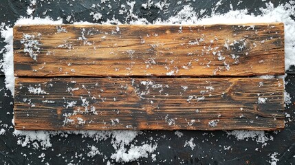 Snow-covered wooden planks outdoor winter scene nature photography rustic charm aerial view seasonal beauty
