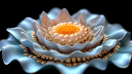 Elegant Blue Flower with Golden Accents