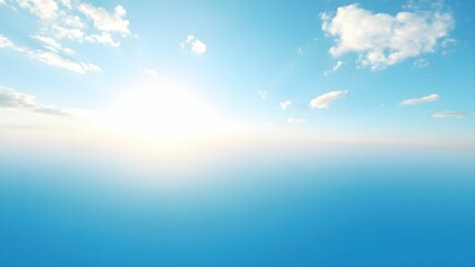 tropical beach with turquoise water and white clouds in the blue sky