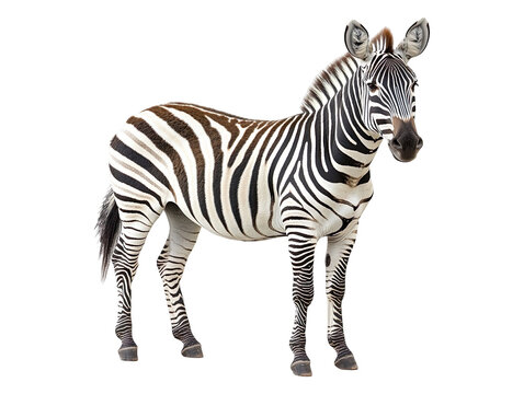 zebra standing isolated on transparent background