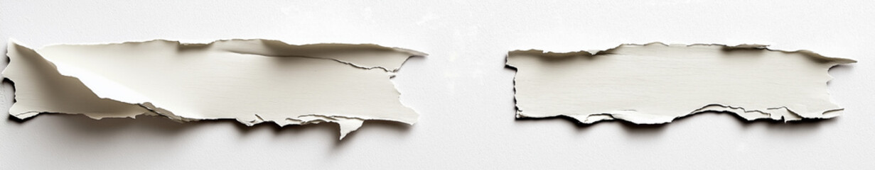 Torn Paper Edge Isolated on White Background - Realistic Textured Ripped Paper