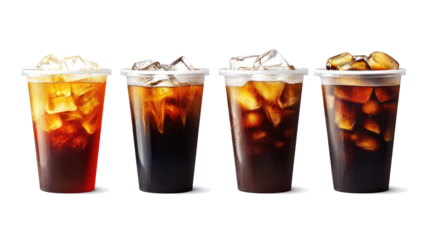 Cold Brewed Iced Black Coffee Cups Generative AI