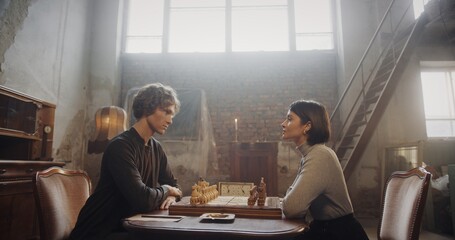 Focused Chess Duel in a Vintage Room