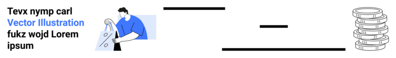 Man writing on large paper with lines and coins, indicating planning and conceptualizing financial ideas. Ideal for finance, strategy, planning, analytics, business, growth investments. Landing page