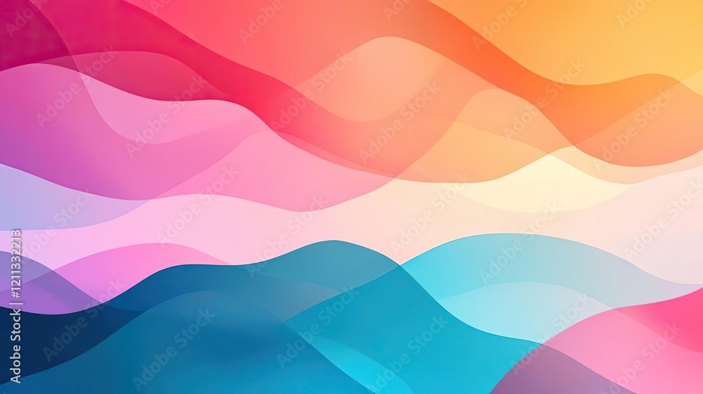 Poster Splattered watercolor idea. Vibrant abstract waves of color blending together in harmonic patterns.