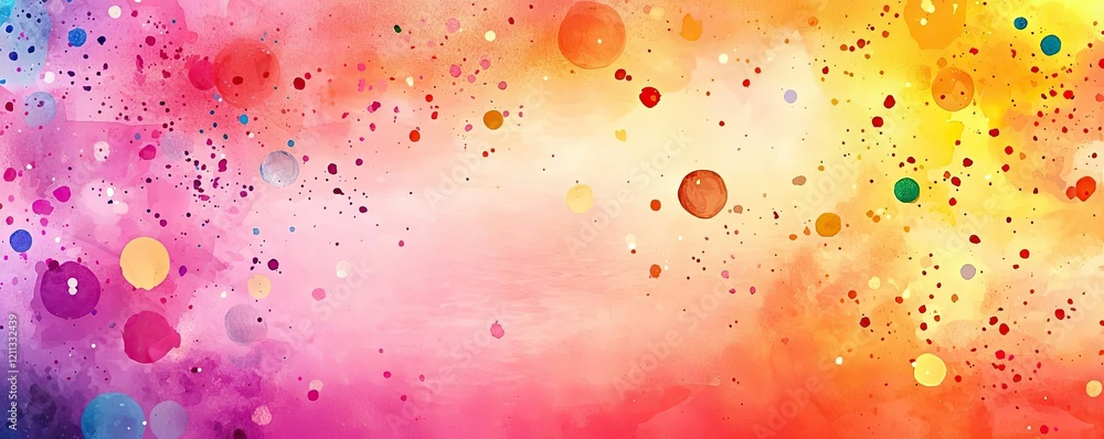 Poster splattered watercolor idea. a vibrant abstract background featuring colorful splashes and circles in