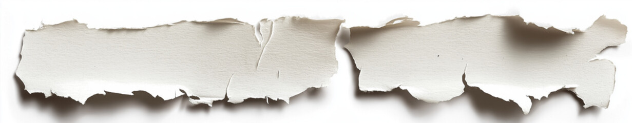 Torn Paper Edge Isolated on White Background - Realistic Textured Ripped Paper