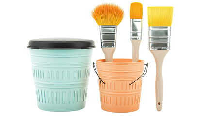 Vibrant Paint Buckets and Brushes for Creativity Generative AI