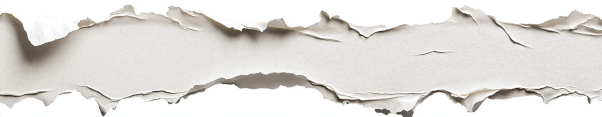 Torn Paper Edge Isolated on White Background - Realistic Textured Ripped Paper