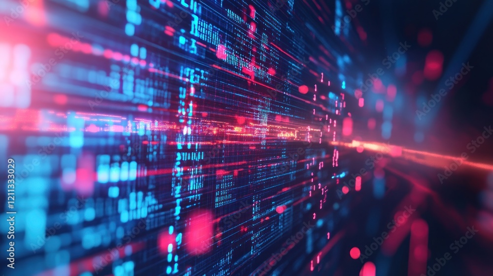 Poster digital data stream: abstract visualization of information flow