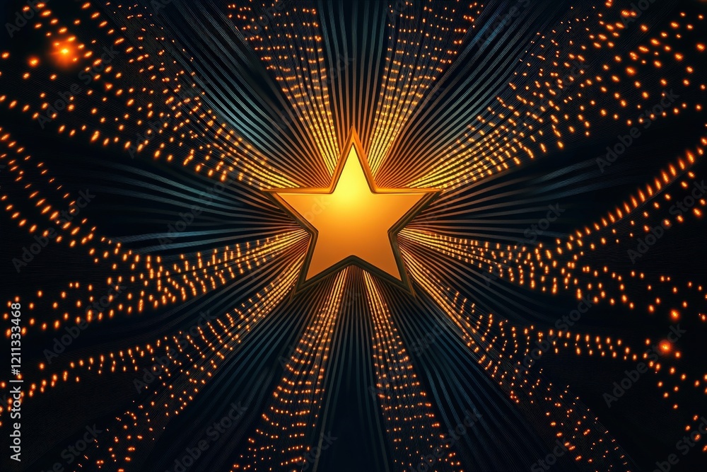 Poster a creative representation of a star surrounded by dynamic patterns, symbolizing leadership and excel